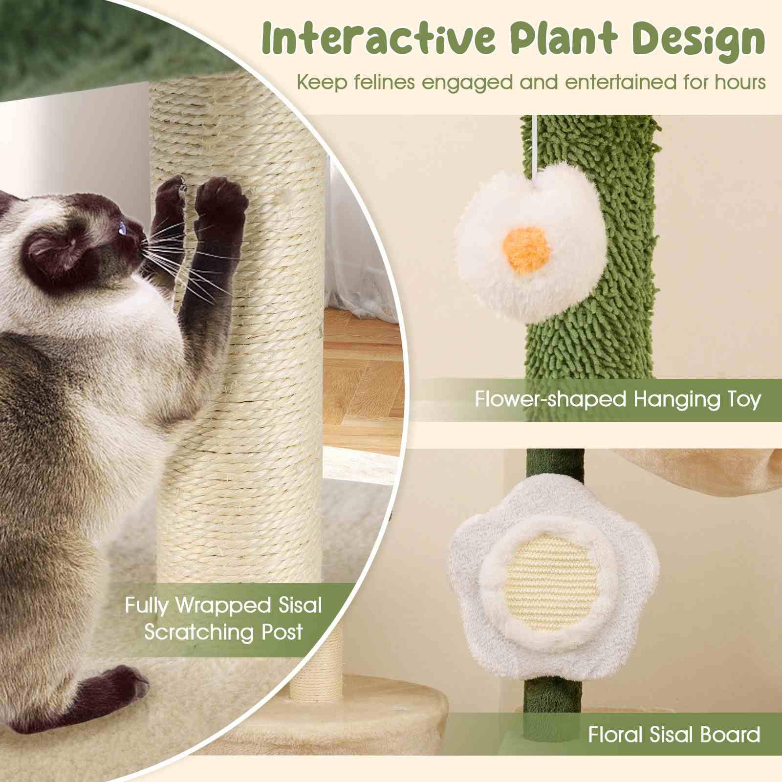 Cute Flower Cat Tree for Indoor w/Plush Top Perch