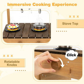 Outdoor Play Kitchen for Kids Wooden Toy Kitchen Playset with Removable Faucet