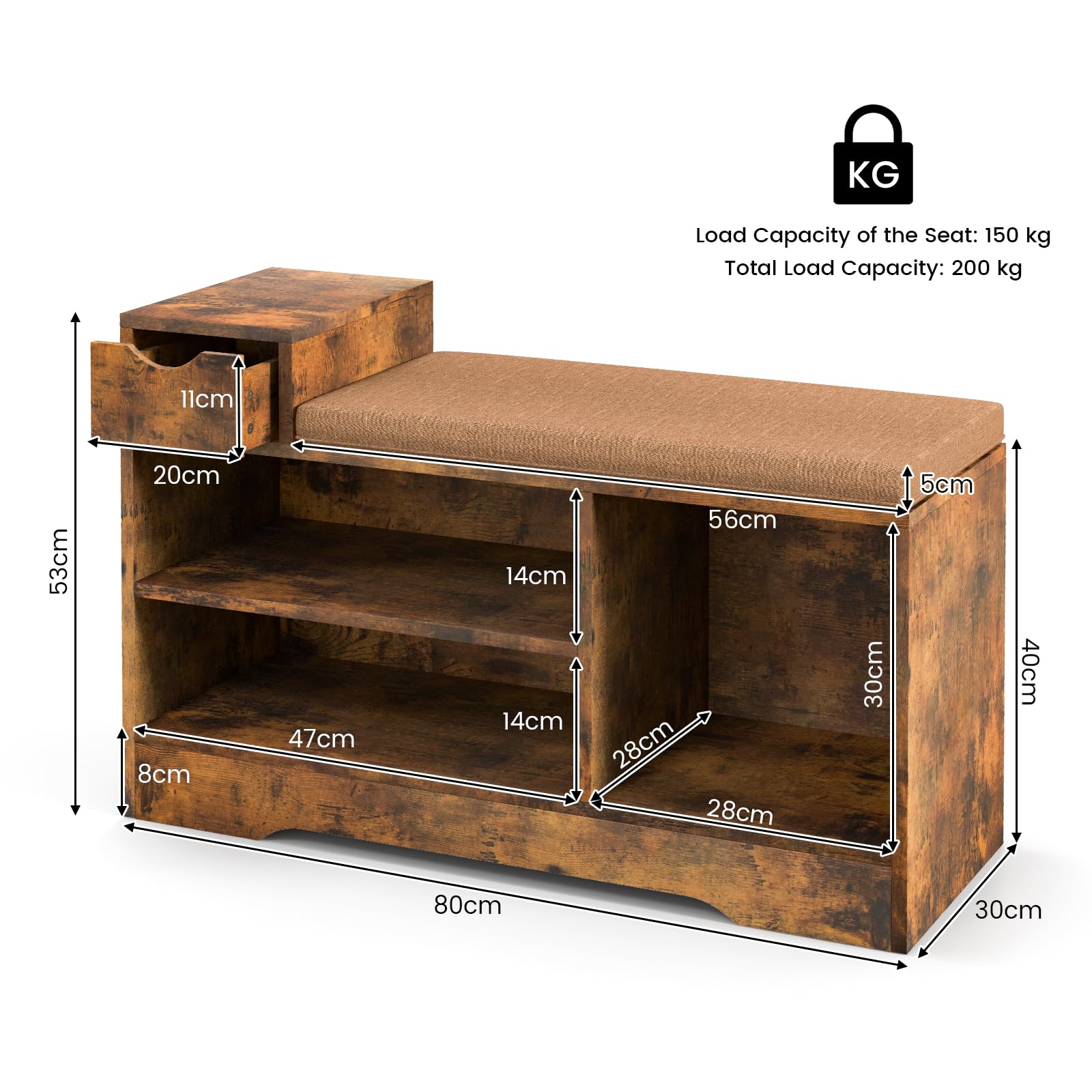 Giantex Storage Shoe Bench with Removable Cushion, Giantex Storage Shoe Bench with Removable Cushion & 1 Storage Drawer