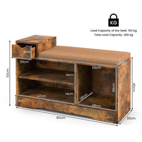 Giantex Storage Shoe Bench with Removable Cushion, Giantex Storage Shoe Bench with Removable Cushion & 1 Storage Drawer