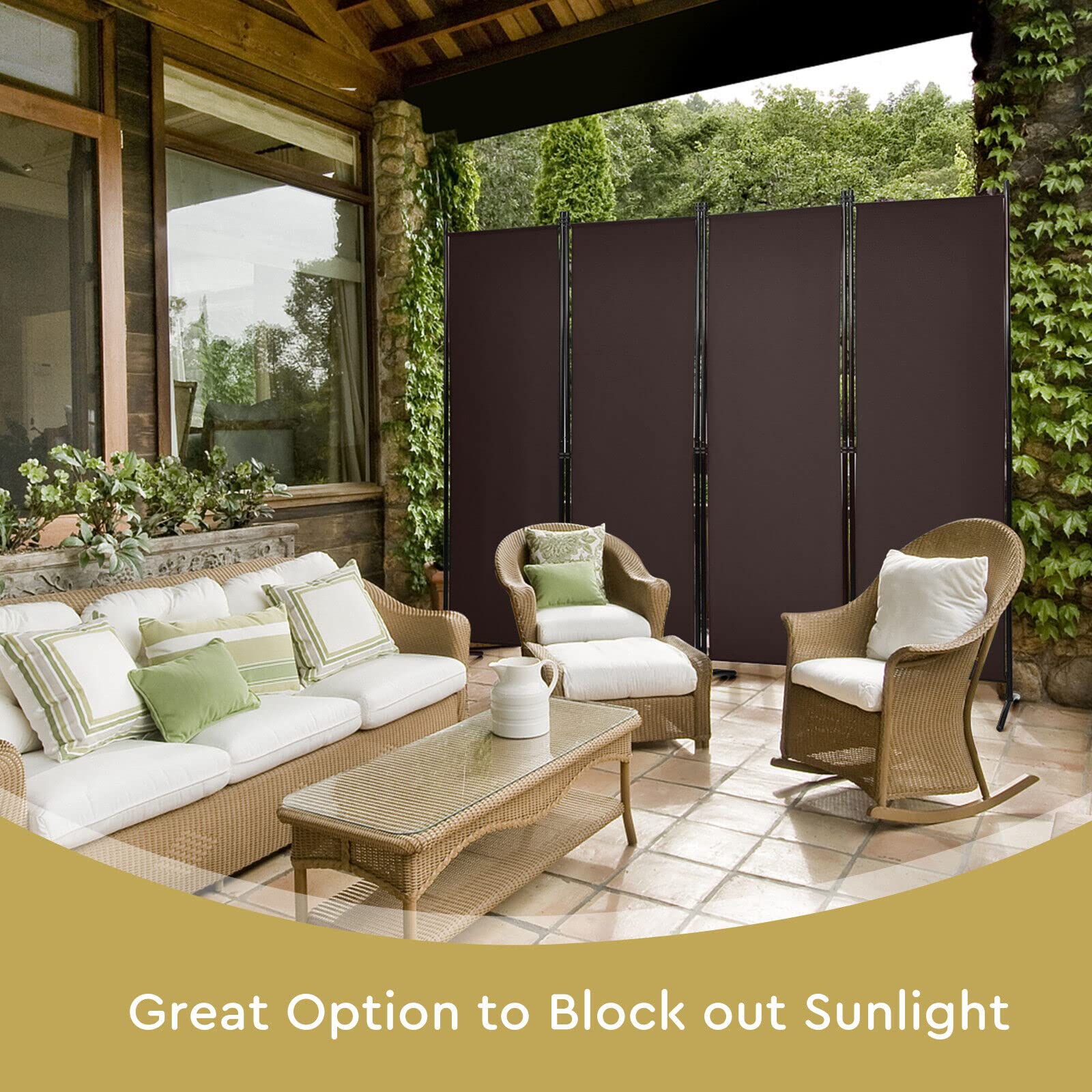 Giantex 4-Panel Room Divider, Folding Privacy Screen, Portable Fabric Wall Divider and Separator w/Steel Frame