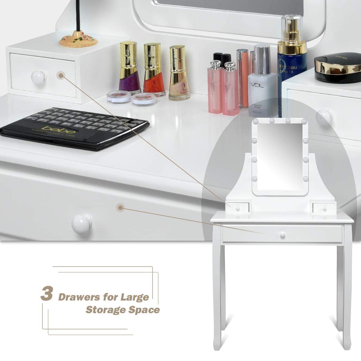Dressing Table with Mirror & Stool