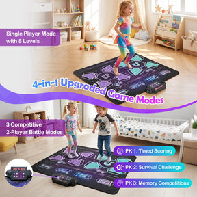 Kids Dance Mat, Electronic Playmat w/4 Modes & 3 LED Speeds 