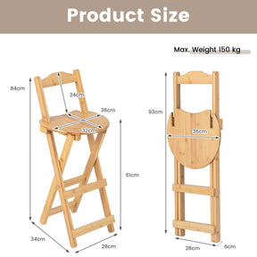Giantex Folding Bamboo Bar Stools with Backrests