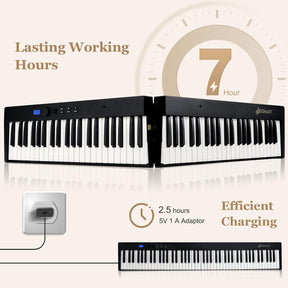 88-Key Foldable Digital Piano with MIDI & Wireless BT & Bag