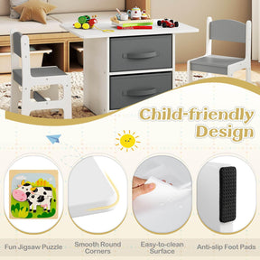 HONEY JOY Kids Table and Chair Set, Toddler Wooden Activity Table