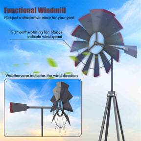 253cm Ornamental Windmill with 4 Support Legs for Backyard, Garden, Farm