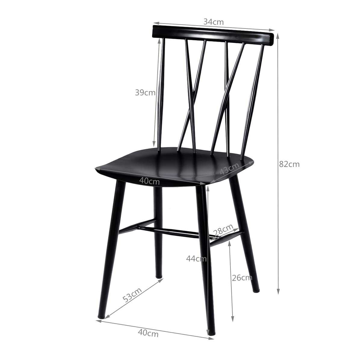 Giantex Set of 2 Steel Dining Chairs, Black Counter Height Chairs