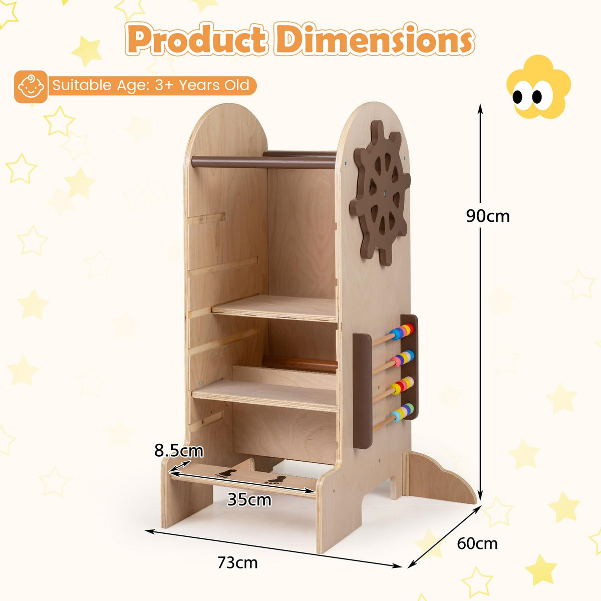 Learning Tower Toddler Tower, Kids Step Stool with Adjustable Height, Chalkboard & Slide