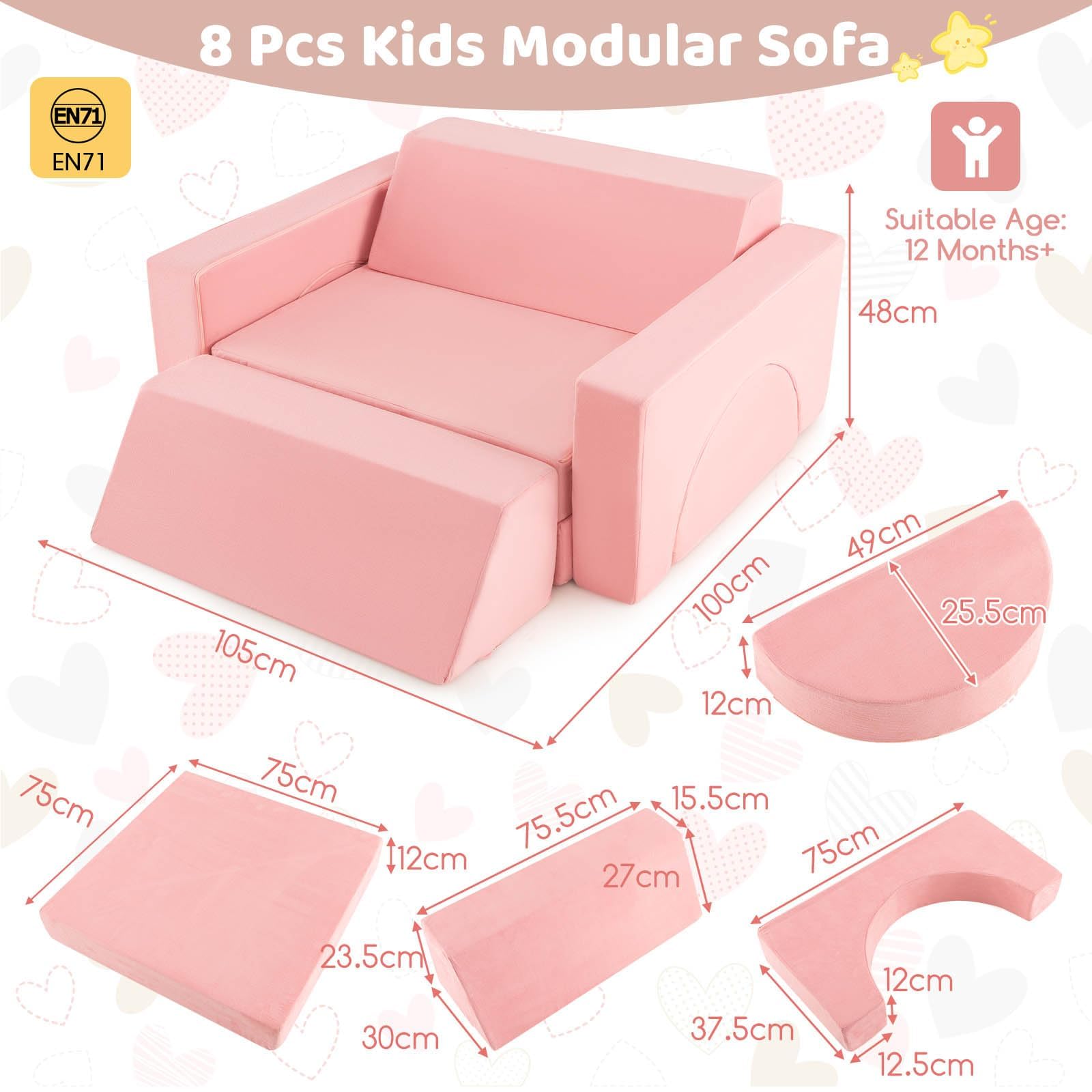 HONEY JOY 8 PCS Kids Play Sofa