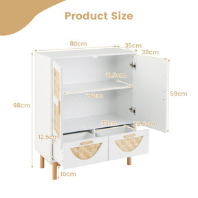 Giantex 2-Door Sideboard Buffet Cabinet, Accent Floor Storage Cabinet with Bamboo Woven Doors