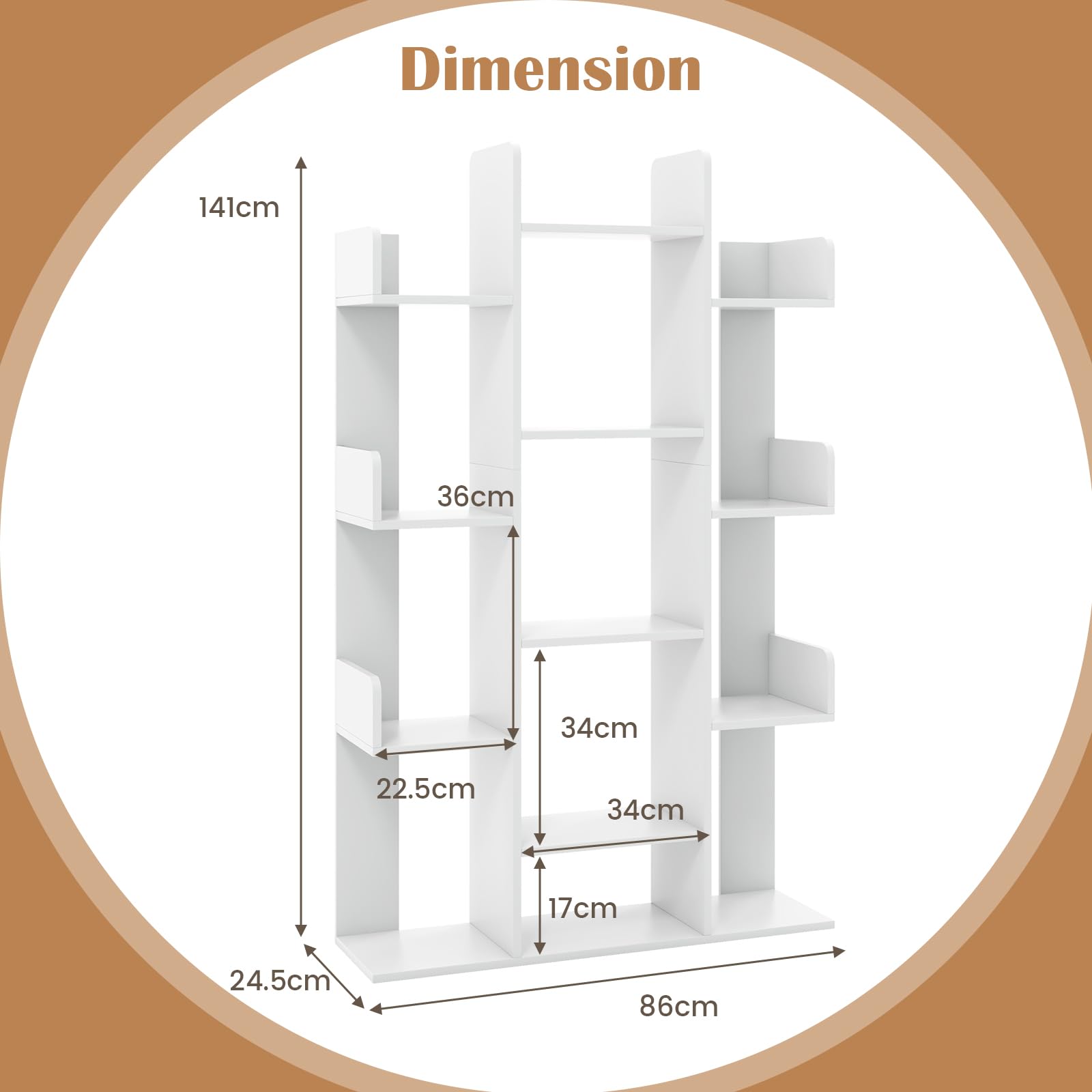 Giantex 141 cm Tall Bookcase with 13 Open Shelves