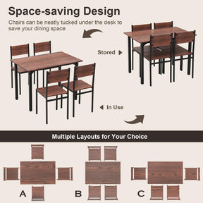 Dining Table Set for 4, Modern 5-Piece Kitchen Table & Chairs Set