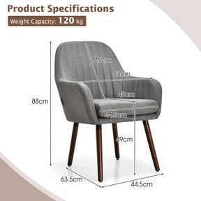 Set of 2 Leisure Chair Accent Upholstered Armchair Linen Fabric Living Room