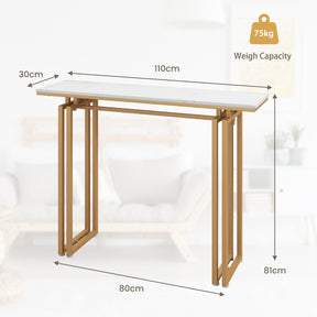 Giantex 110cm Console Table, Faux Marble Sofa Table w/Sturdy Metal Legs