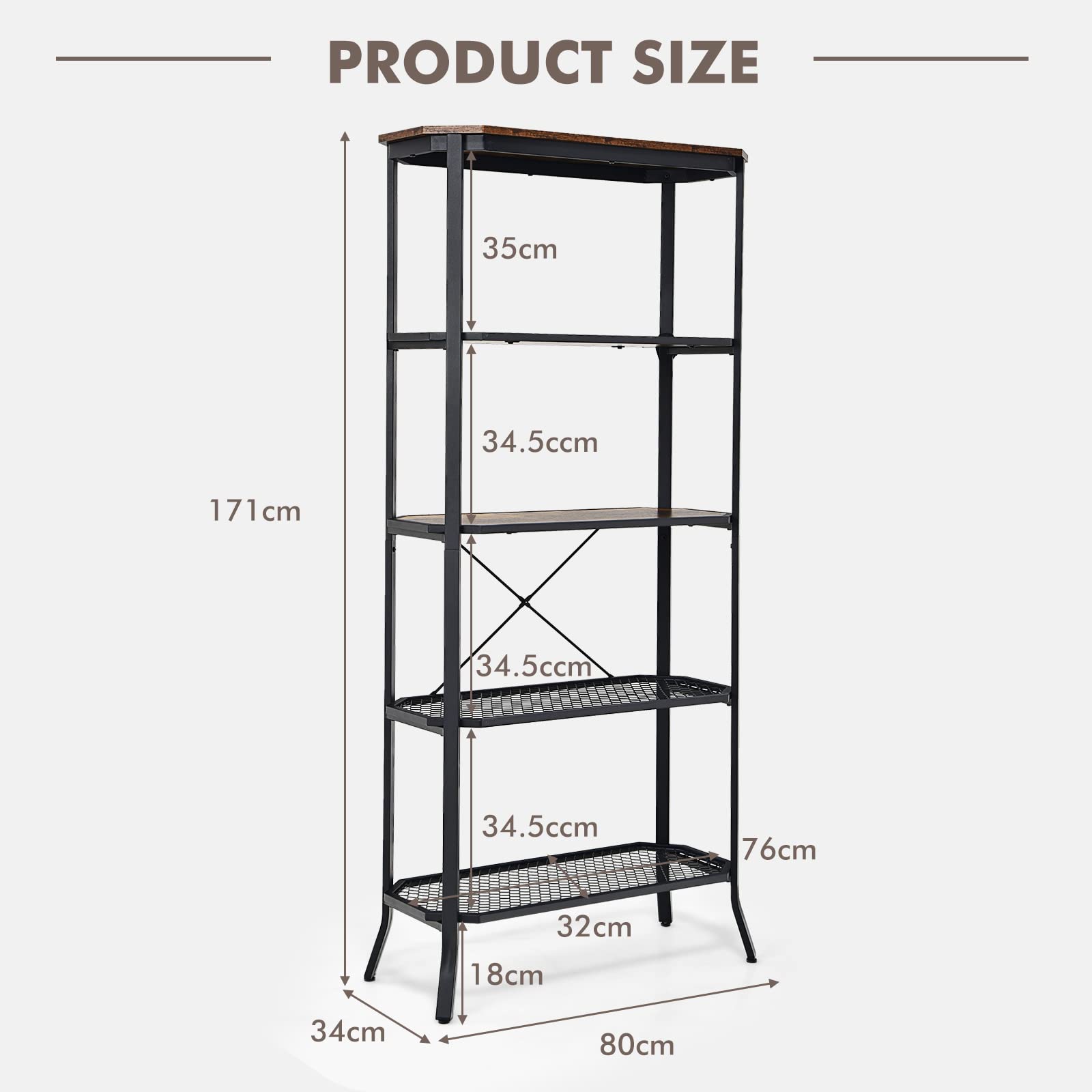 Giantex 5-Tier Bookshelf, Freestanding Shelving Unit