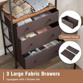 Freestanding Closet Organizer, Clothing Stand Dresser w/ 3-Position Hanging Rod & Storage Shelves