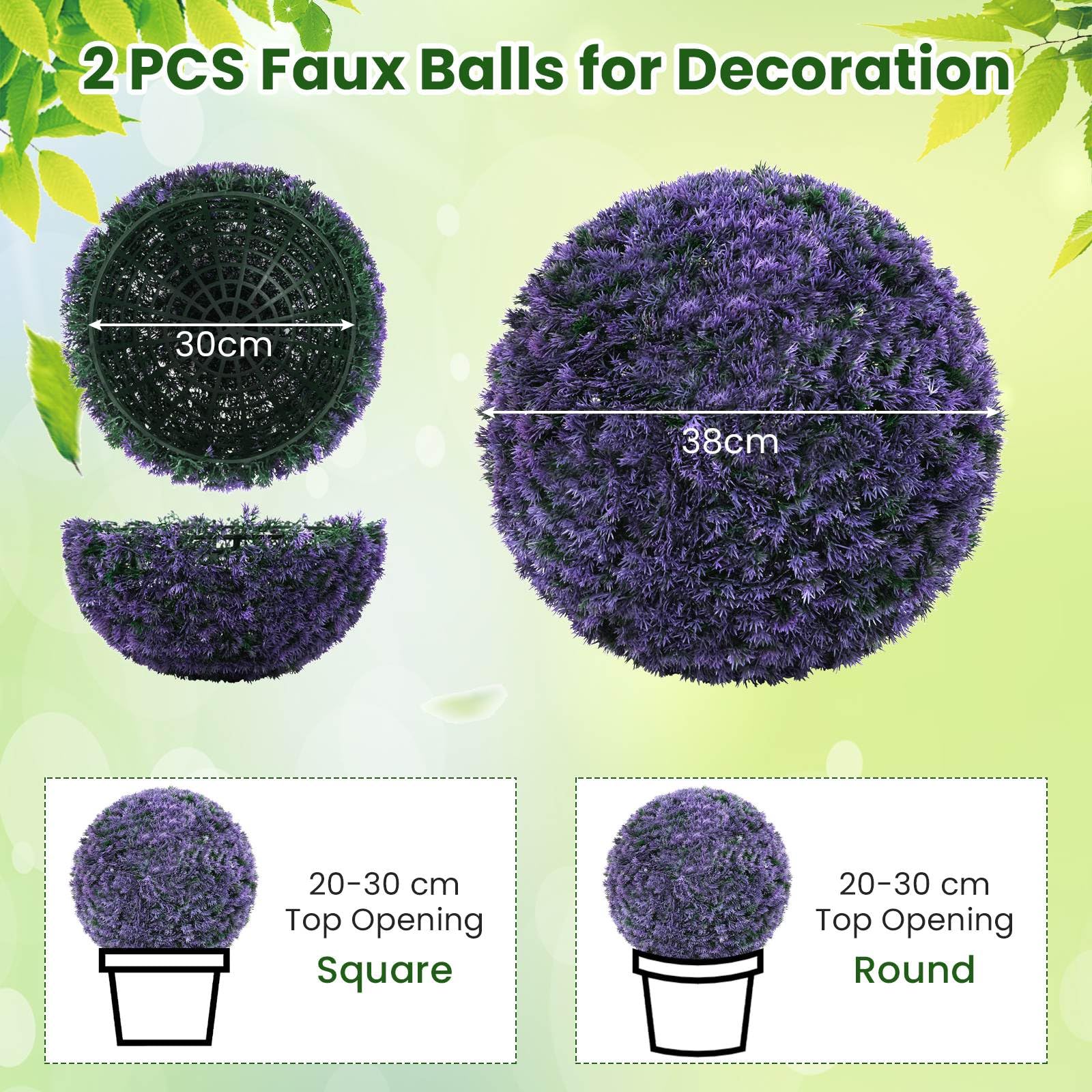 2 PCS 38 CM Artificial Plant Boxwood Topiary Ball
