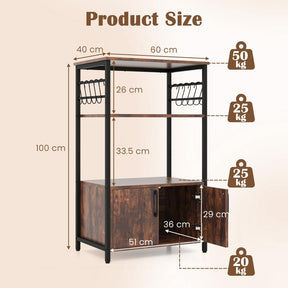 Industrial Kitchen Baker’s Rack 3-Tier Pantry Cabinet Microwave Oven Stand