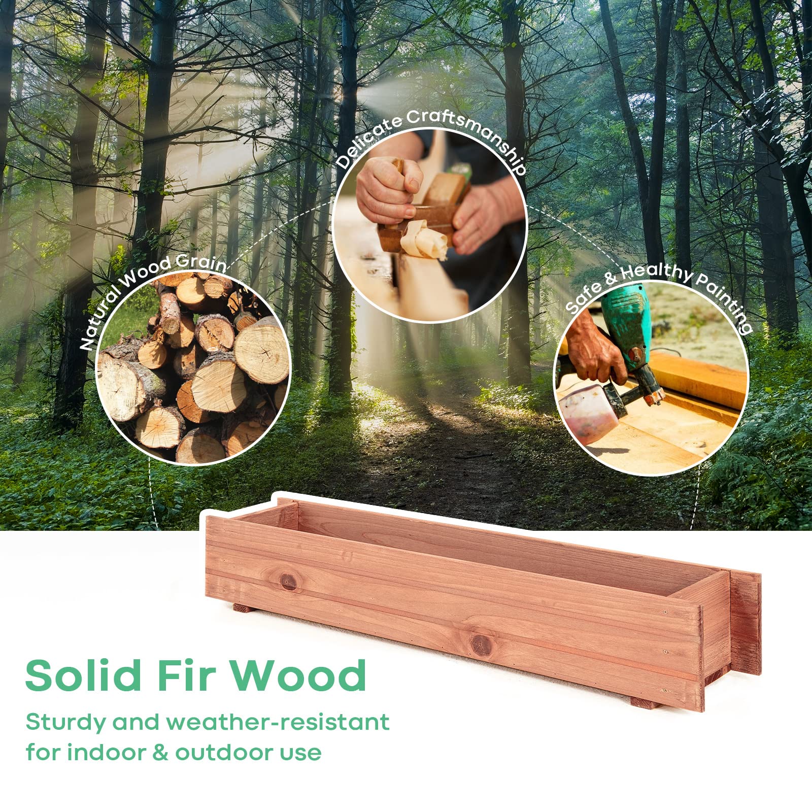 Giantex Raised Garden Bed, Fir Wood Planter Box for Vegetable Fruits Herb Grow