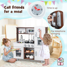 Kids Kitchen Playset, Pretend Play Kitchen Toy w/Realistic Sounds & Lights