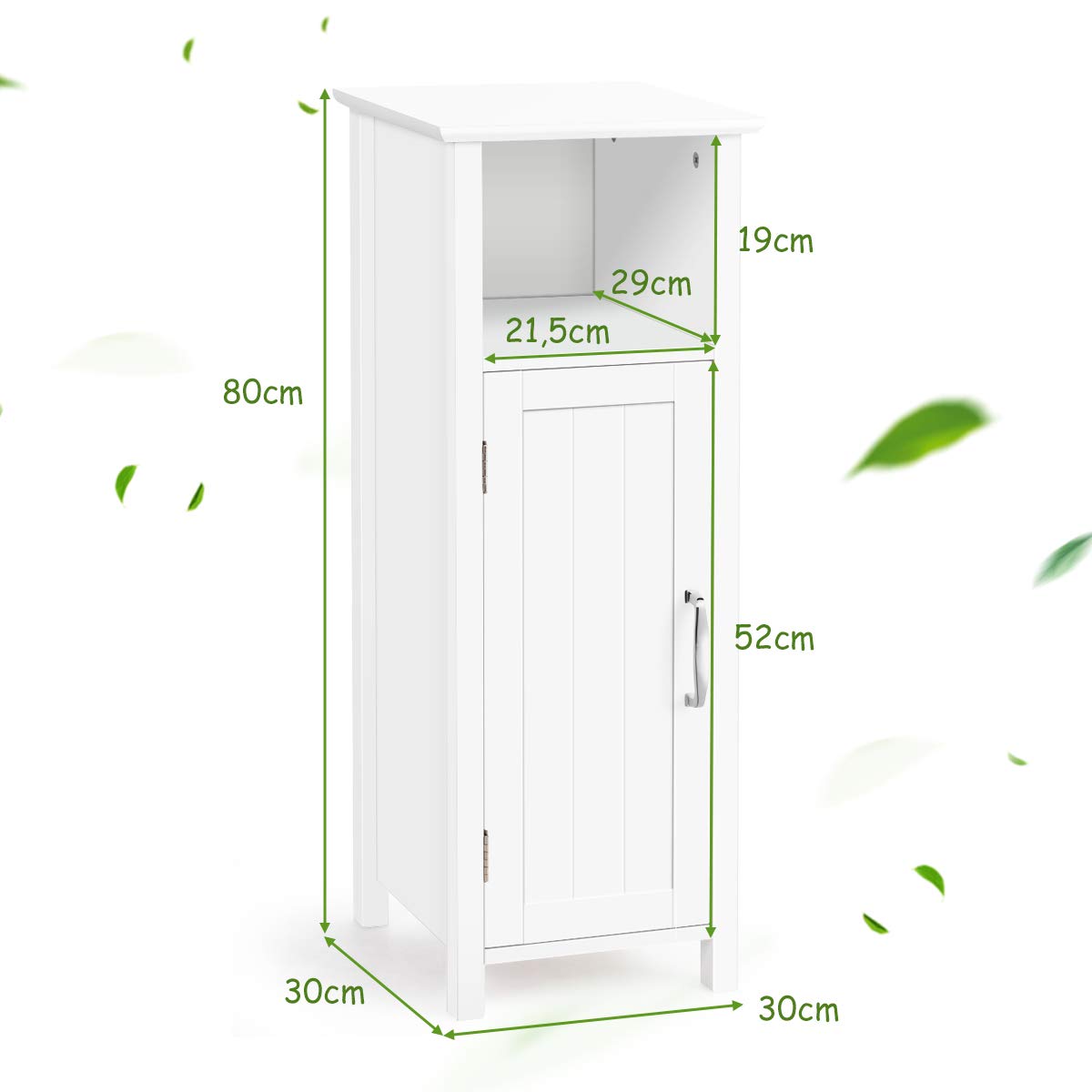 Bathroom Floor Cabinet w/Single Door & Adjustable Shelf, Avoid Tipping Over & Wobbling