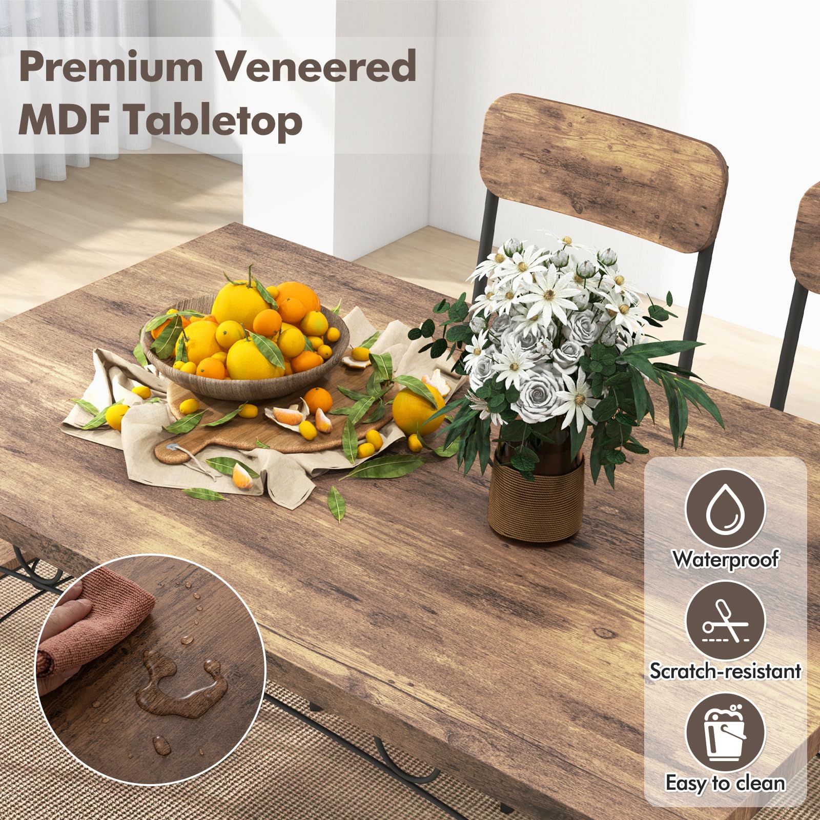 Dining Table Set for 4 5-Piece Industrial Kitchen Furniture Dinette Set