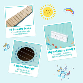 21'' Ukulele Guitar for Kids, 4 Strings Mini Ukulele with Basswood Body for 3+ Years Old, Musical Instruments Educational Toy for Toddlers, Boys, Girls, Beginners, Light Blue