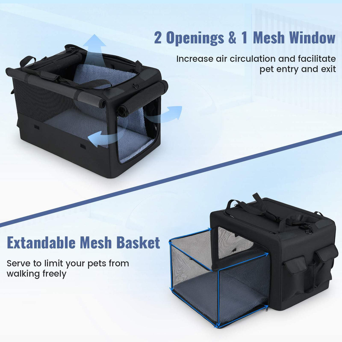 Folding Soft Dog Crate, Portable and Foldable Pet Carrying Bag