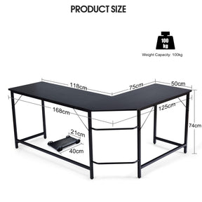 L-Shaped Corner Computer Desk, Home Office Desk PC Laptop Study Table, with CPU Stand