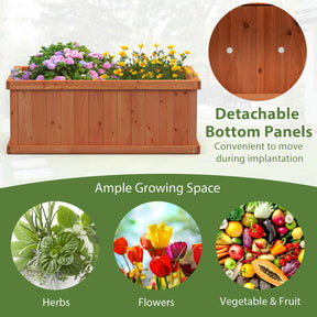 Raised Garden Bed, Wooden Planter Box with 4 Drainage Holes & Detachable Bottom Panels