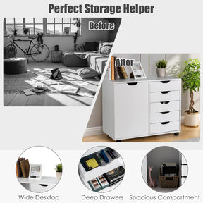 Giantex 5-Drawer Mobile Side Cabinet, Lateral Filing Organizer