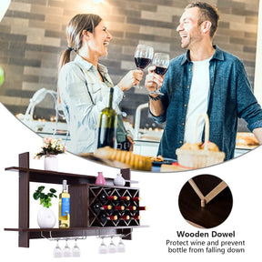 Giantex Wall-mounted Wine Rack, Modern Wine Shelf Organizer