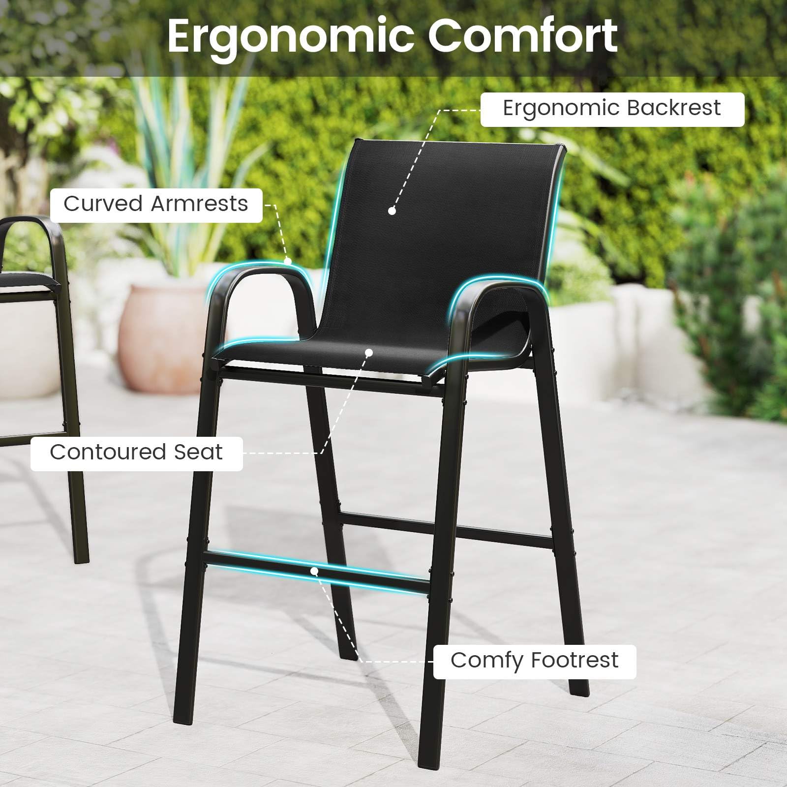 3 Piece Outdoor Bar Set, Patio Bar Height Table & Chairs