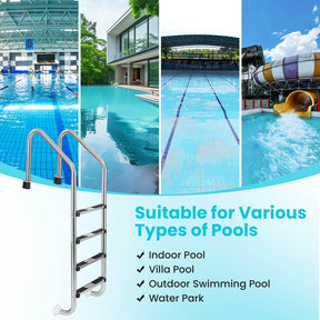 4-Step Inground Pool Ladder, Stainless Steel Swimming Pool Ladder