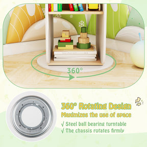 Kid's 360° Rotating Bookshelf Toy Storage Organizer with 5 Shelves