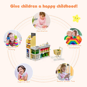 HONEY JOY Pretend Grocery Store Playset, Supermarket Play Toy with Shopping Cart