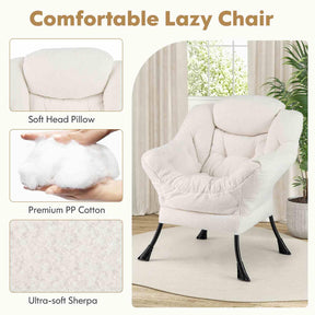 Lazy Chair with Ottoman, Modern Accent Chair with Folding Footrest, Head Pillow, Armrests