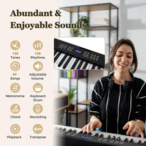 61-Key Foldable Piano Keyboard, Full-size Electronic Keyboard w/ MIDI & Split Function, Headphone & Sustain Pedal