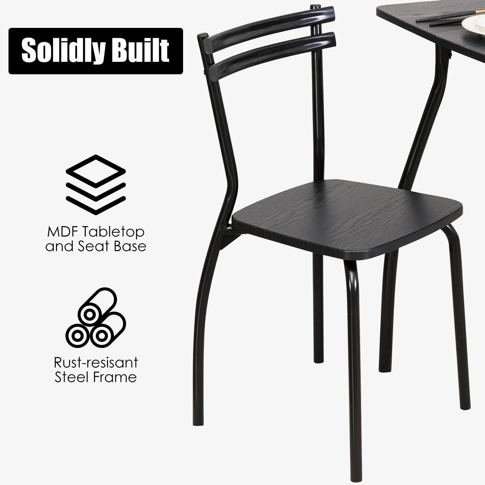 Giantex 5Pcs Dining Table Set, Rectangular Dining Table Furniture Set, Modern Dining Table and Chairs Set