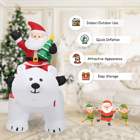 2M Inflatable Christmas Santa Riding Polar Bear with Shaking Head