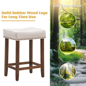 Giantex Set of 2 Saddle Bar Stools, 61cm H Backless Counter Stool, Brass Nailhead Studs