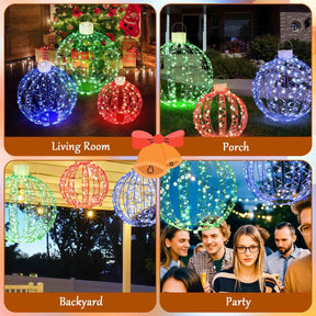 3 Pack Christmas Light Balls, Christmas Decoration Light Balls w/ 360 Led Lights & Metal Frame & Plug in