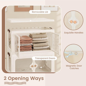 4-Tier Stackable Storage Bins with Lid 212L Closet Storage Organizer