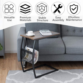 Giantex C-Shaped End Table with Side Pocket
