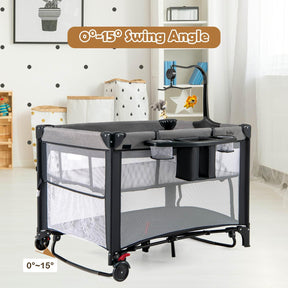 5-in-1 Baby Pack and Play with 4-Level Adjustable Height and Changing Table