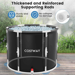 Ice Bath Tub for Adult, Outdoor Ice Plunge Tub w/Lid, Foldable Athletes Cold Therapy Tub at Home Garden Yard