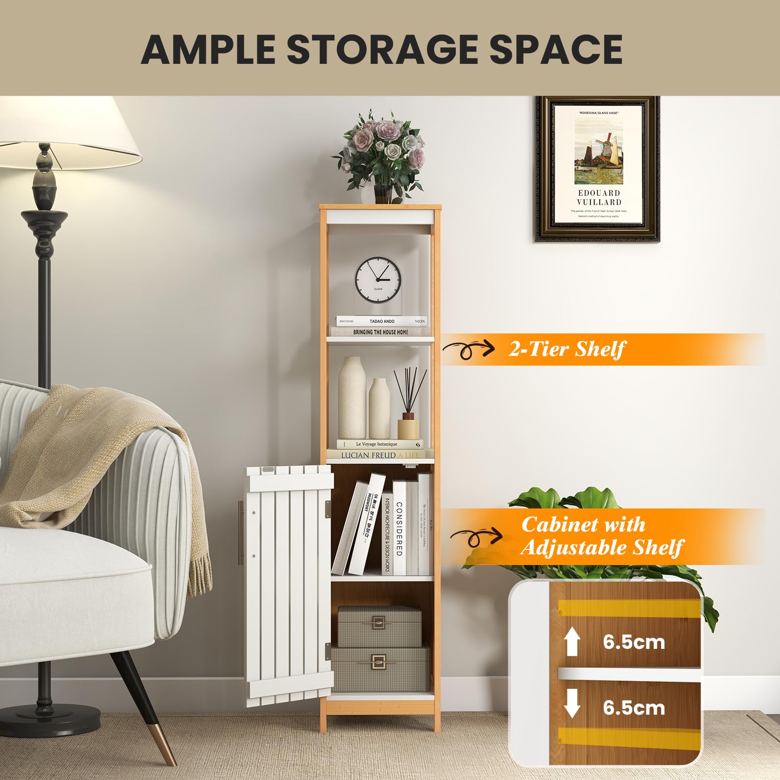 Giantex Bathroom Floor Cabinet, Narrow Freestanding Storage Cabinet with Door