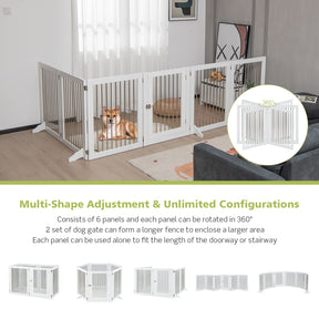 Freestanding 6-Panel Foldable Walk-Through Dog Gate Playpen