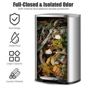 Giantex 50L Pedal Rubbish Bin Stainless Steel Trash Waste Garbage Can Kitchen